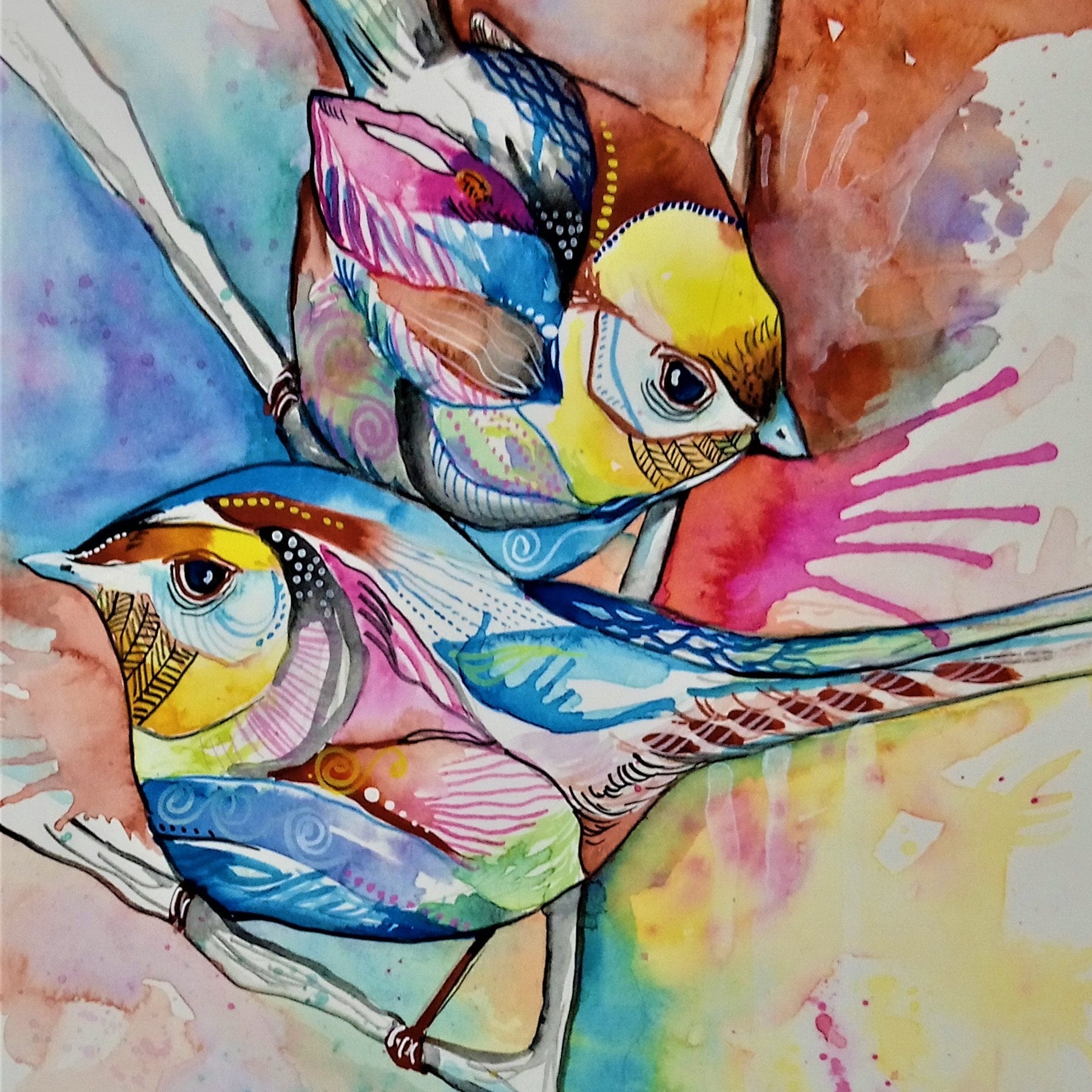 Birds of a Feather in Gouache or Watercolour Online Tutorial House of Jules Art Studio